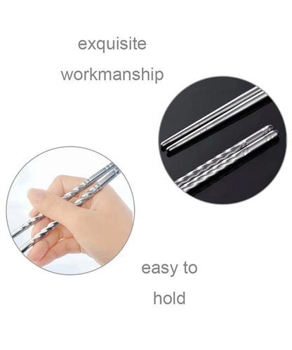 Stainless Steel Reusable Chopsticks - Set of 2
