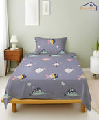Underwater Dreams Fish Kids Flat Bedsheet With Pillow Covers