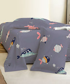 Underwater Dreams Fish Kids Flat Bedsheet With Pillow Covers