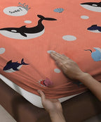 Pink dolphins Kids Flat Bedsheet With Pillow Covers