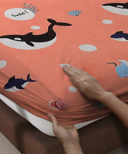 Pink dolphins Kids Flat Bedsheet With Pillow Covers