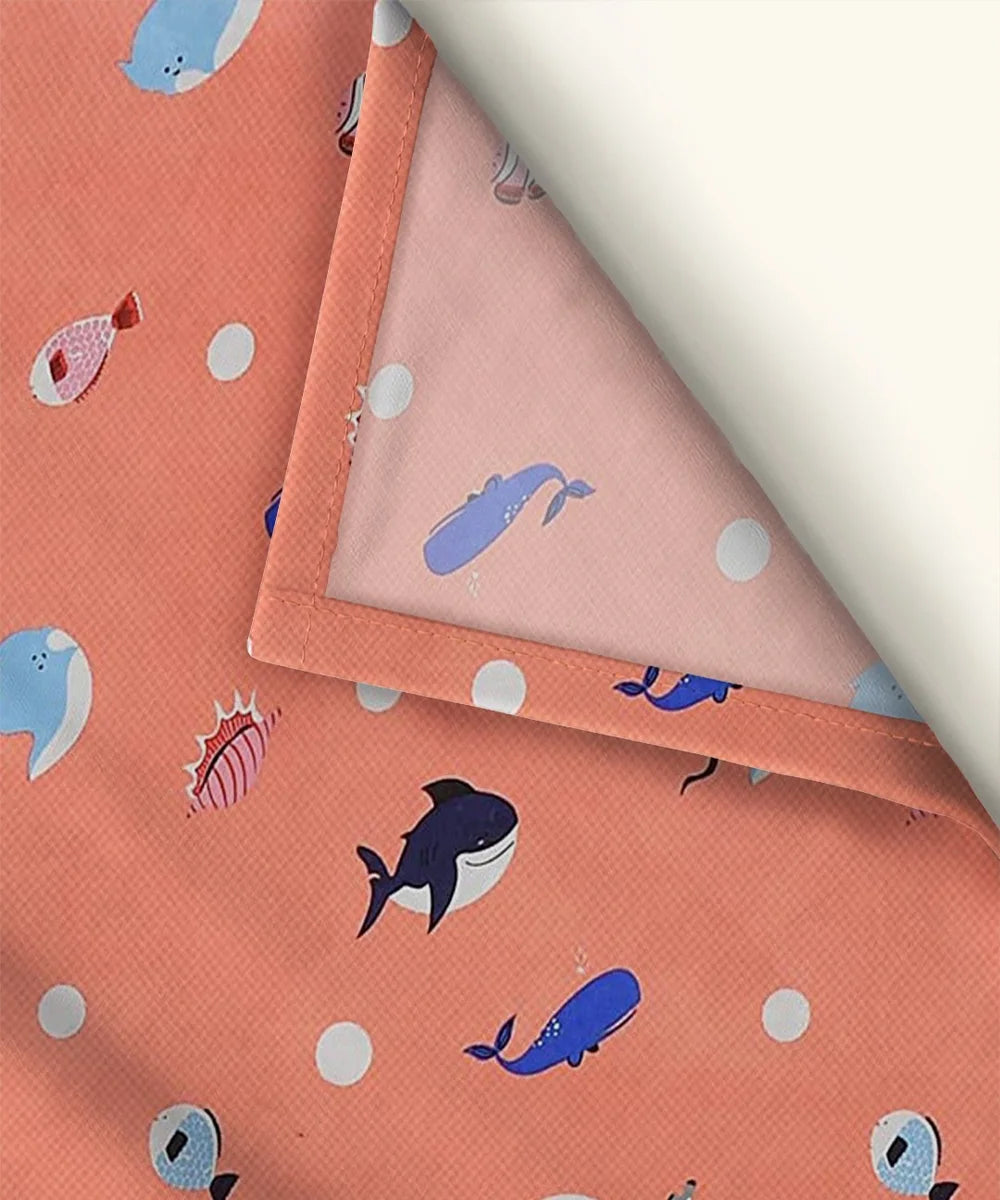 Pink dolphins Kids Flat Bedsheet With Pillow Covers