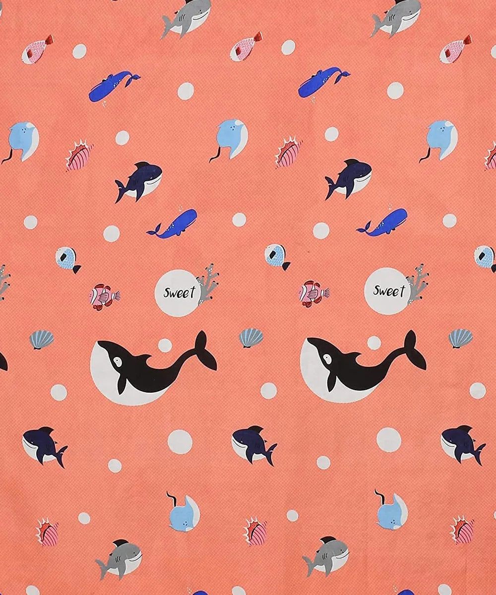 Pink dolphins Kids Flat Bedsheet With Pillow Covers