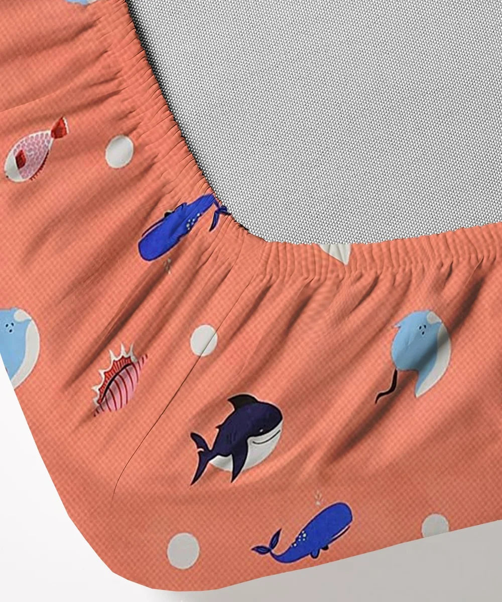 Pink dolphins Kids Flat Bedsheet With Pillow Covers
