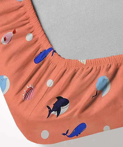 Pink dolphins Kids Flat Bedsheet With Pillow Covers