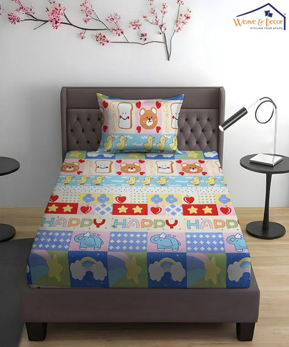 Cute Kids Flat Bedsheet With Pillow Covers