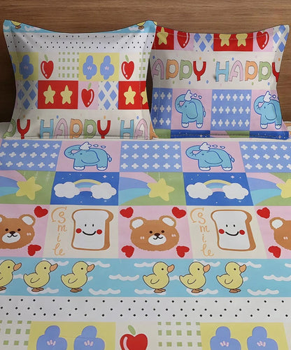 Cute Kids Flat Bedsheet With Pillow Covers