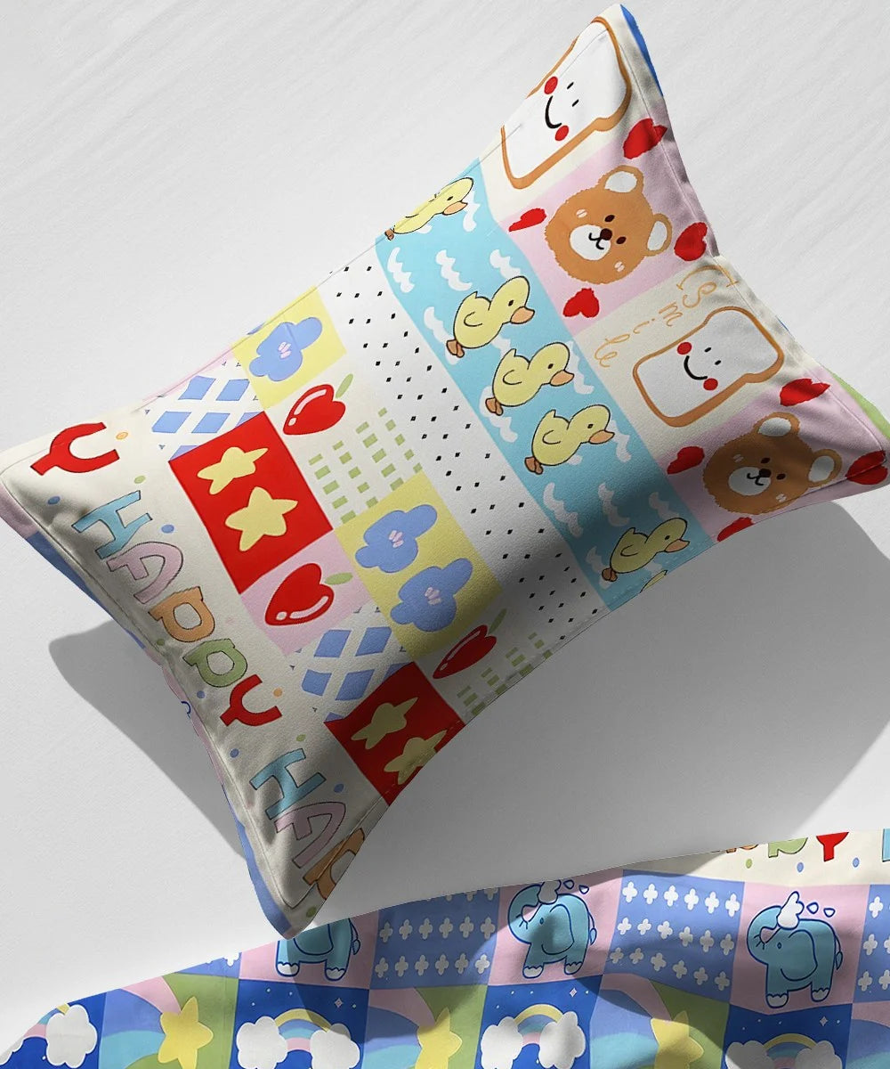 Cute Kids Flat Bedsheet With Pillow Covers