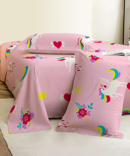 Unicorn Dreams Kids Bedsheet With Pillow Covers