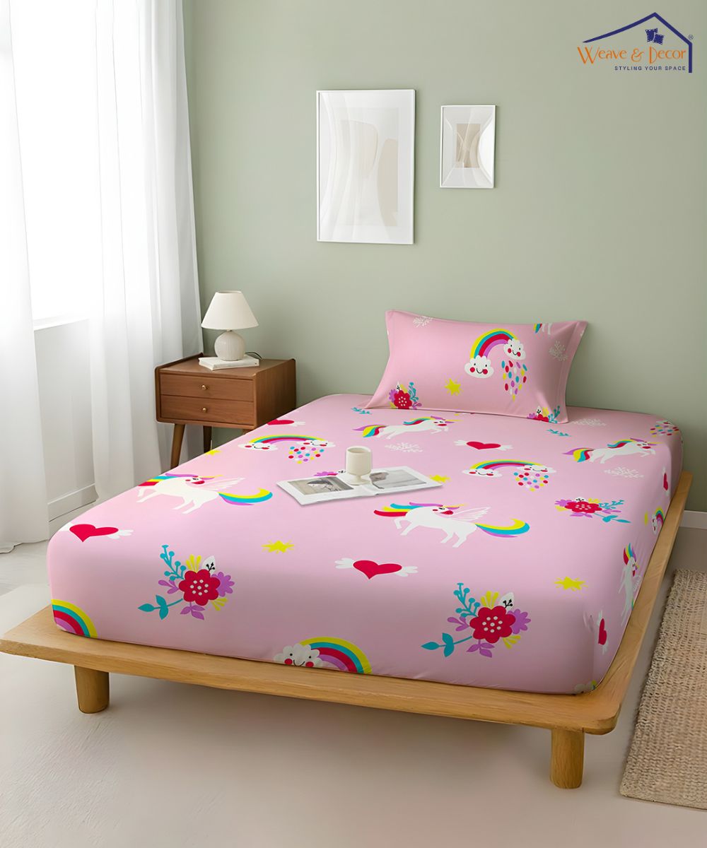 Unicorn Dreams Kids Bedsheet With Pillow Covers