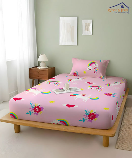 Unicorn Dreams Kids Bedsheet With Pillow Covers