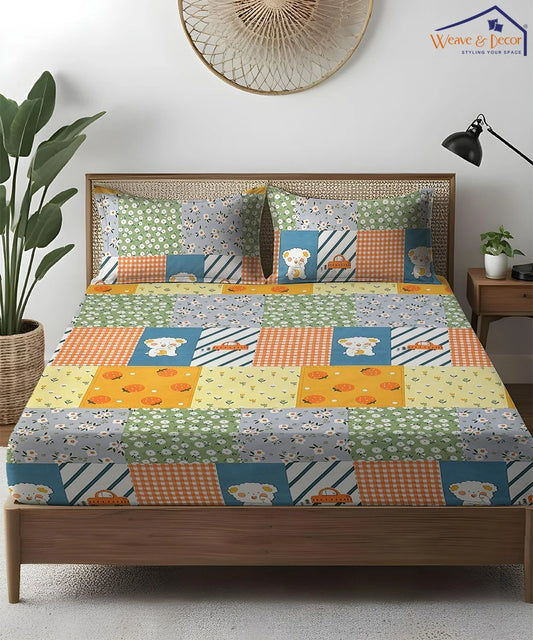 Cute Kids Flat Bedsheet With Pillow Covers
