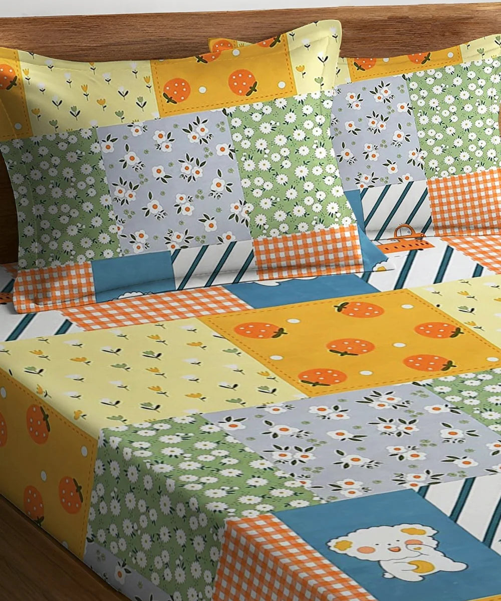 Cute Kids Flat Bedsheet With Pillow Covers