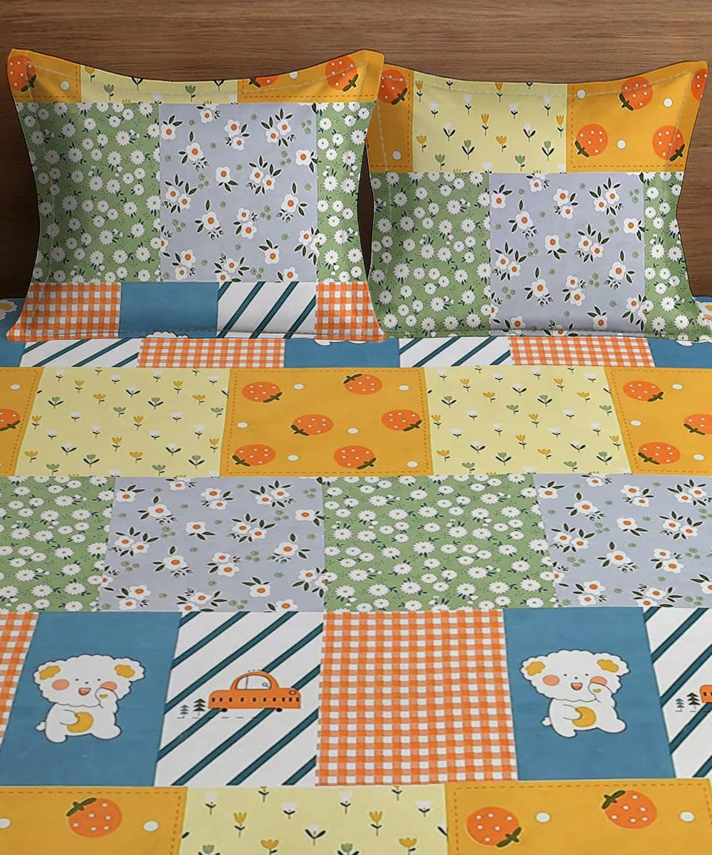 Cute Kids Flat Bedsheet With Pillow Covers