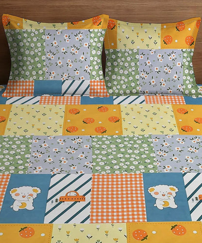 Cute Kids Flat Bedsheet With Pillow Covers