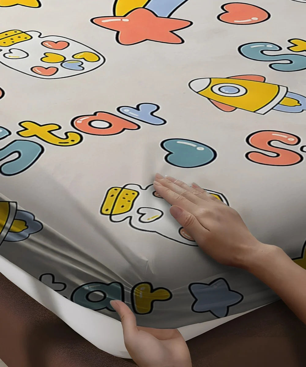 Star Kids Flat Bedsheet With Pillow Covers