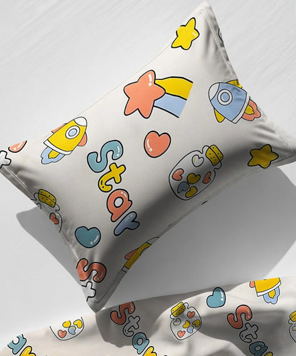 Star Kids Flat Bedsheet With Pillow Covers