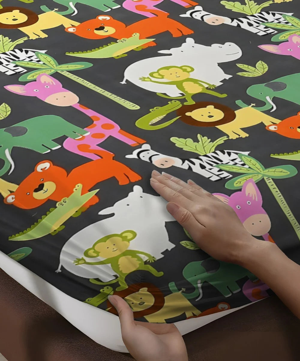 Jungle Friends Kids Flat Bedsheet With Pillow Covers