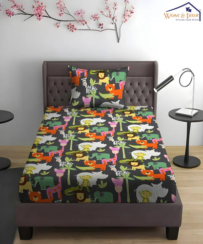 Jungle Friends Kids Flat Bedsheet With Pillow Covers