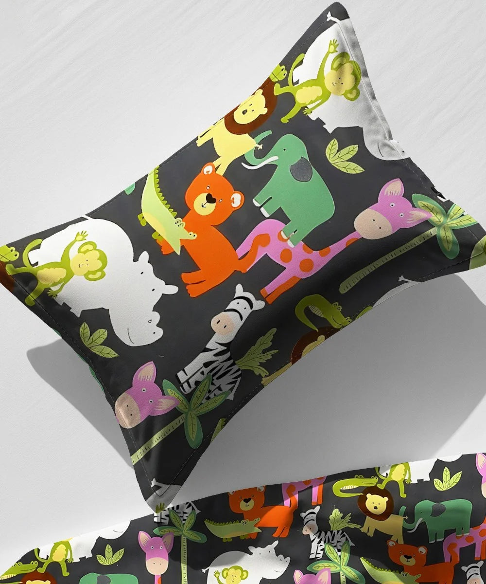 Jungle Friends Kids Flat Bedsheet With Pillow Covers