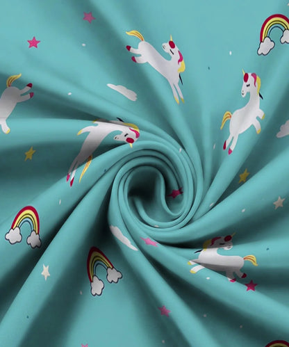 Blue Unicorn Kids Flat Bedsheet With Pillow Covers