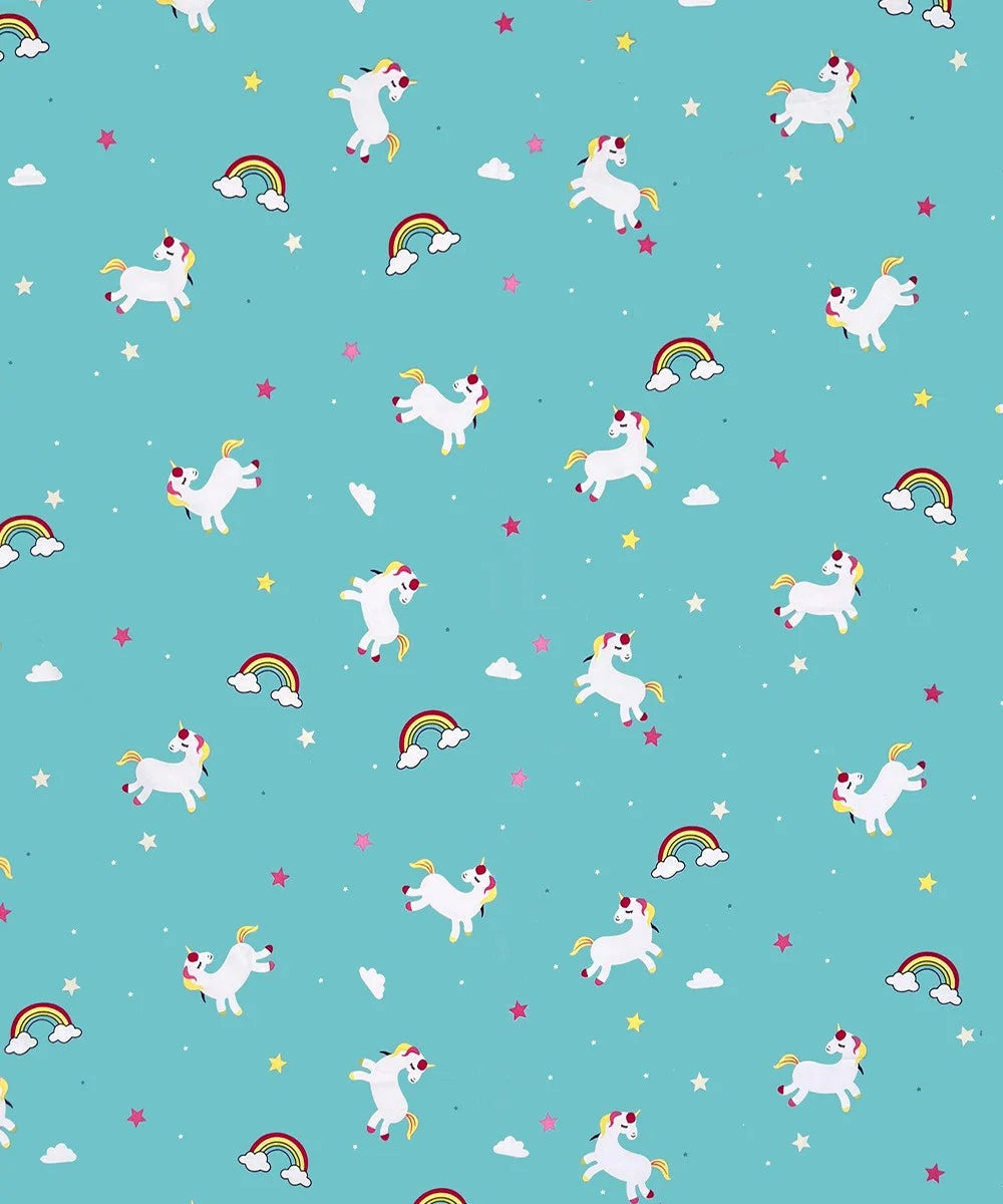 Blue Unicorn Kids Flat Bedsheet With Pillow Covers