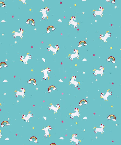 Blue Unicorn Kids Flat Bedsheet With Pillow Covers