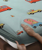 Happy Wheels Kids Flat Bedsheet With Pillow Covers