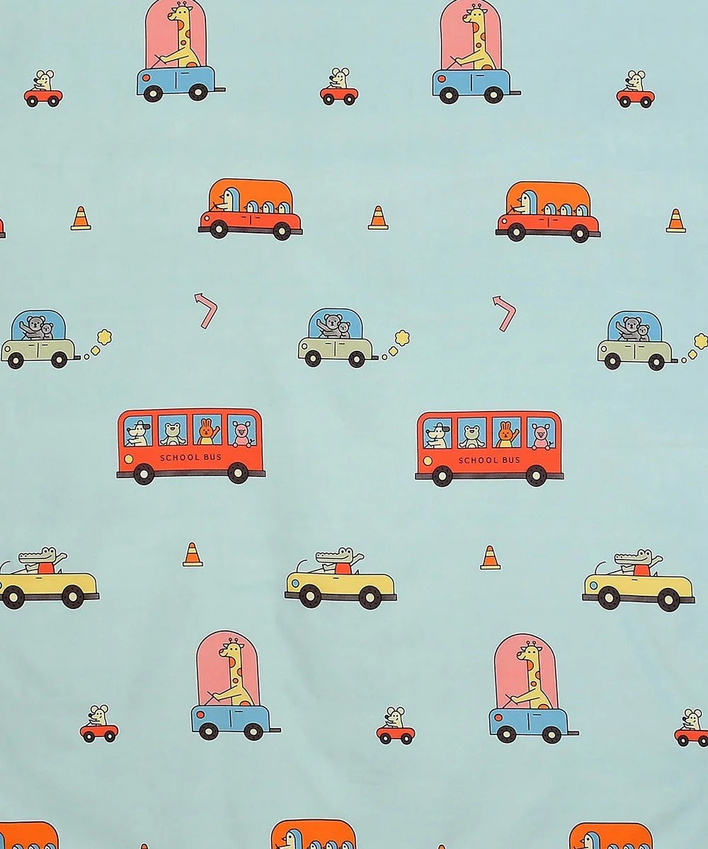 Happy Wheels Kids Flat Bedsheet With Pillow Covers