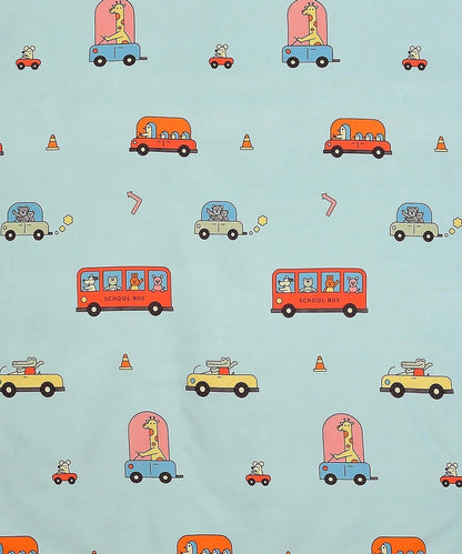 Happy Wheels Kids Flat Bedsheet With Pillow Covers