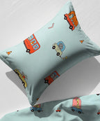 Happy Wheels Kids Flat Bedsheet With Pillow Covers