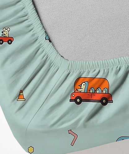Happy Wheels Kids Flat Bedsheet With Pillow Covers