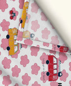 Red Bus Kids Flat Bedsheet With Pillow Covers