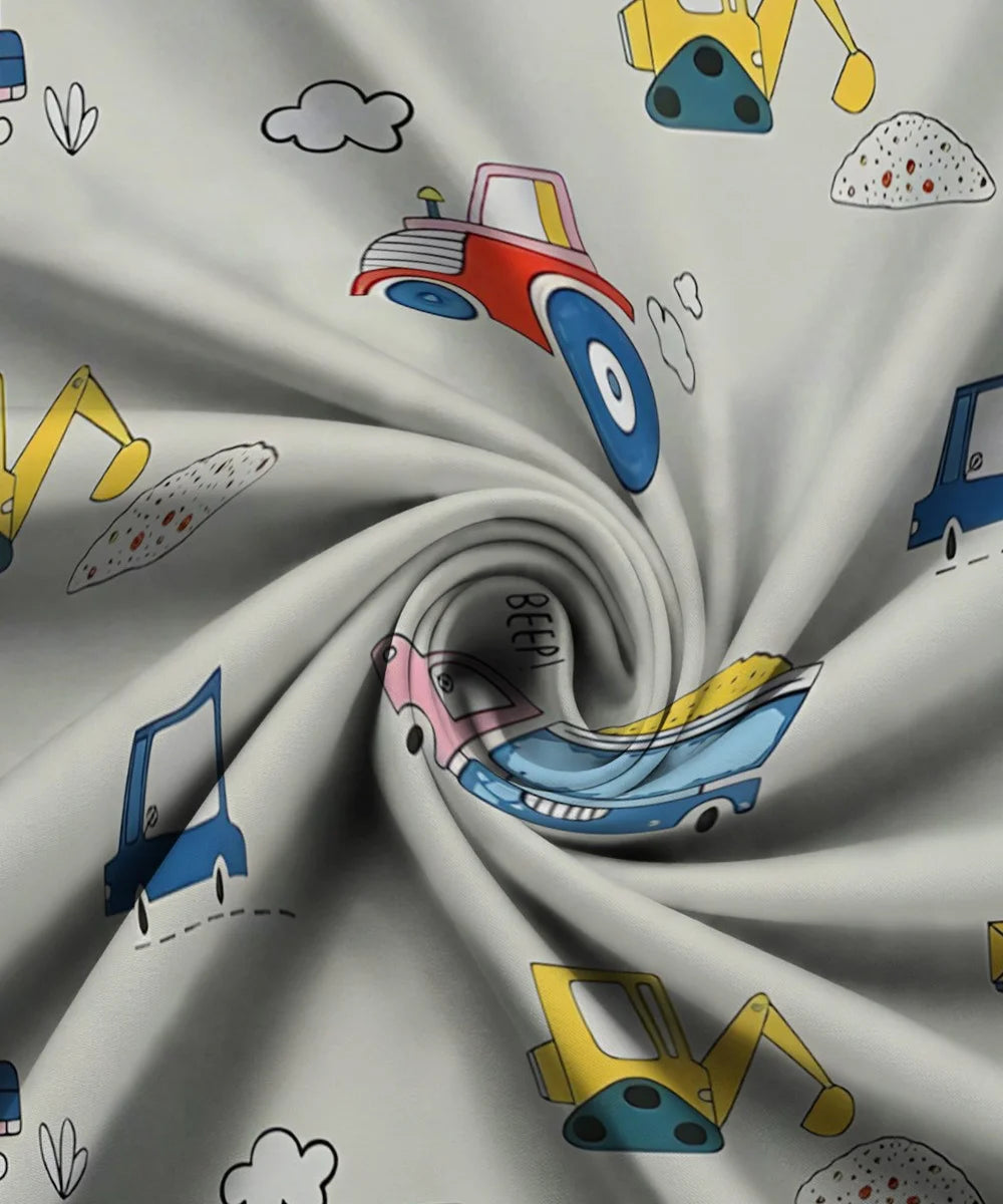 Wheels on the Go Kids Flat Bedsheet With Pillow Covers