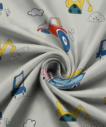 Wheels on the Go Kids Flat Bedsheet With Pillow Covers