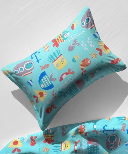 Life in Sea Kids Flat Bedsheet With Pillow Covers