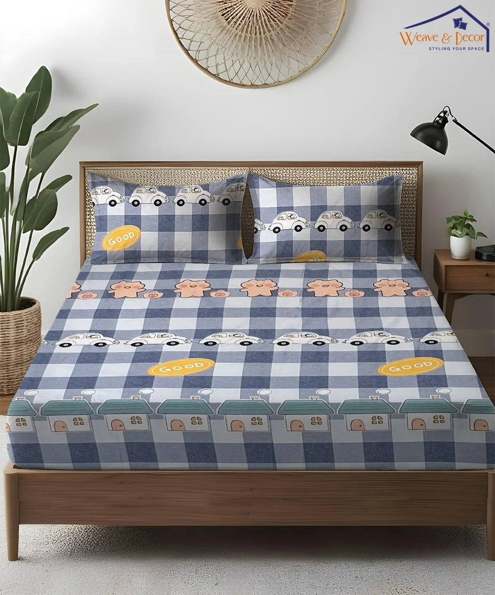 Cute Kids Kids Flat Bedsheet With Pillow Covers