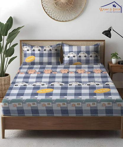 Cute Kids Kids Flat Bedsheet With Pillow Covers