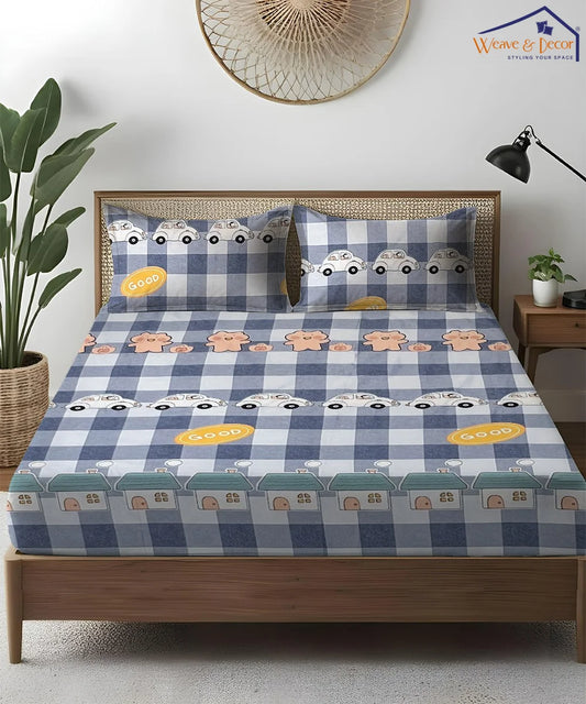 Cute Kids Kids Flat Bedsheet With Pillow Covers