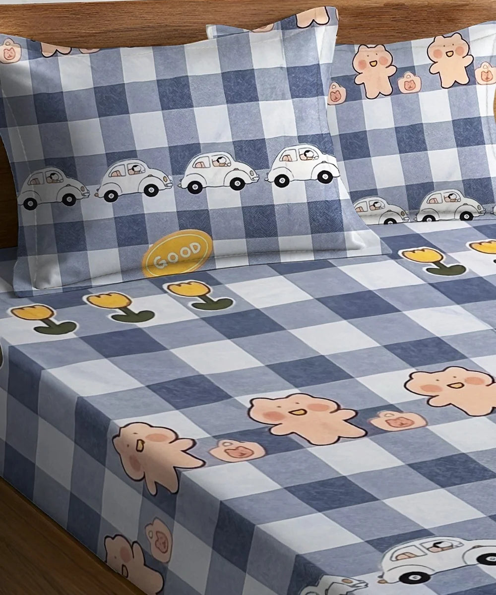 Cute Kids Kids Flat Bedsheet With Pillow Covers