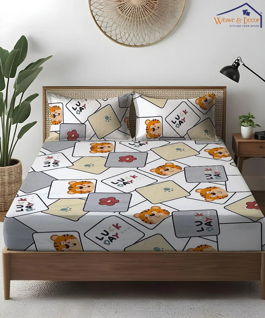 Little Cub Kids Flat Bedsheet With Pillow Covers