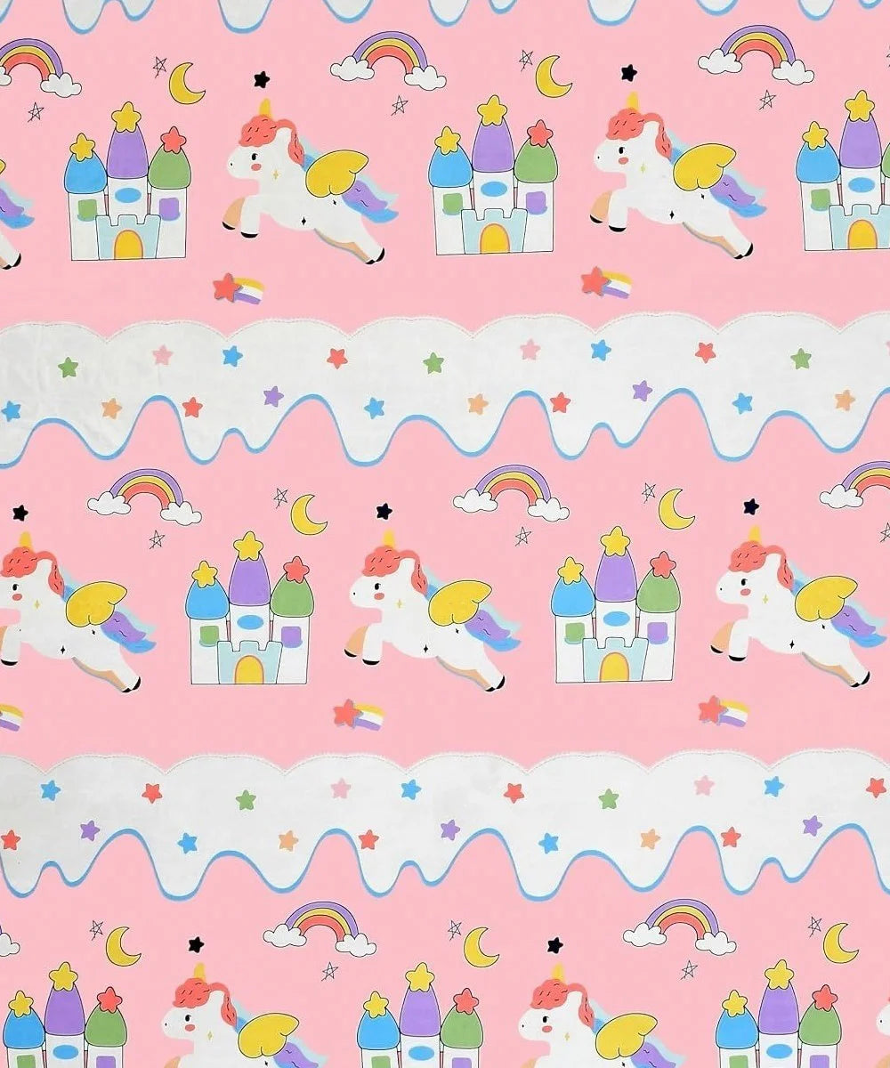 Unicorn Wonder Land Kids Flat Bedsheet With Pillow Covers