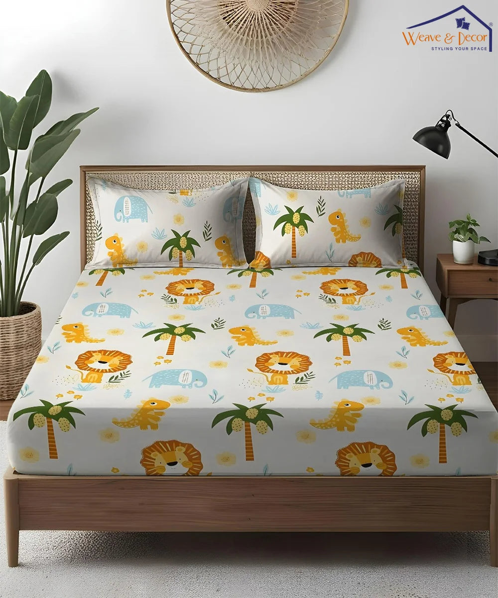 Wild Adventures Kids Flat Bedsheet With Pillow Covers