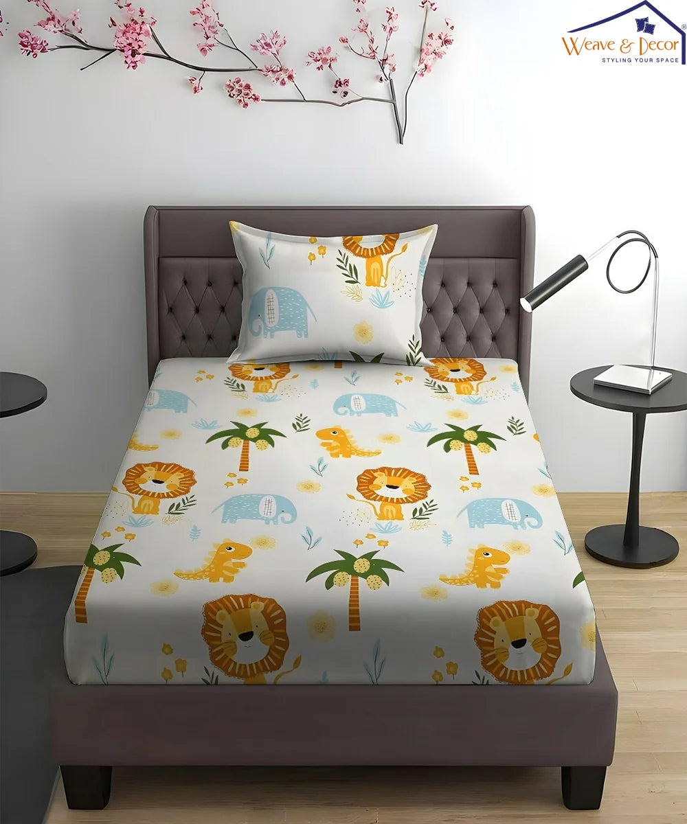Wild Adventures Kids Flat Bedsheet With Pillow Covers