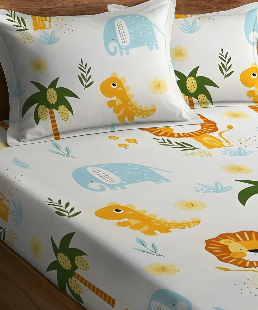 Wild Adventures Kids Flat Bedsheet With Pillow Covers