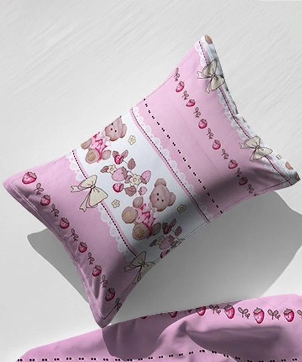 Teddy Blossom Kids Flat Bedsheet With Pillow Covers