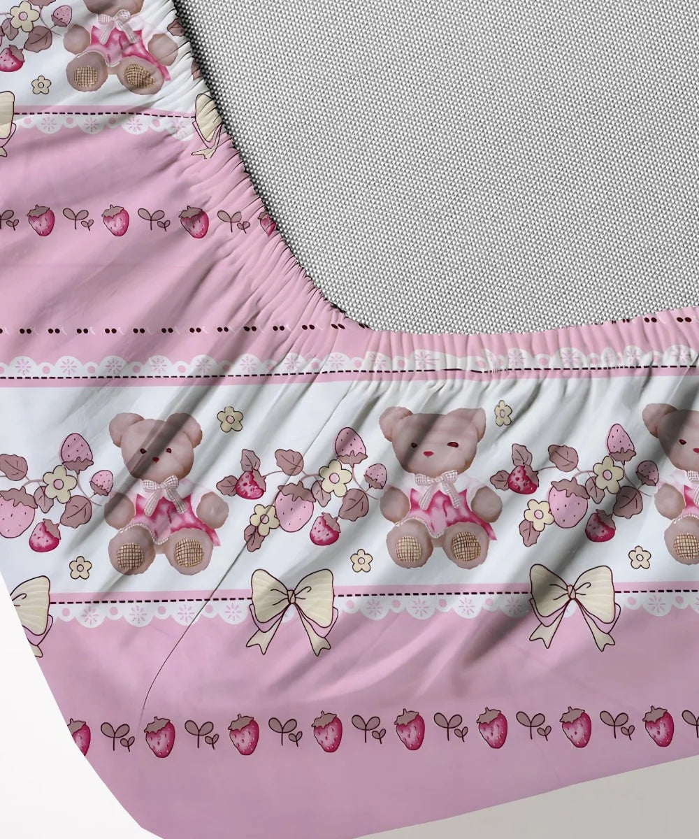 Teddy Blossom Kids Flat Bedsheet With Pillow Covers