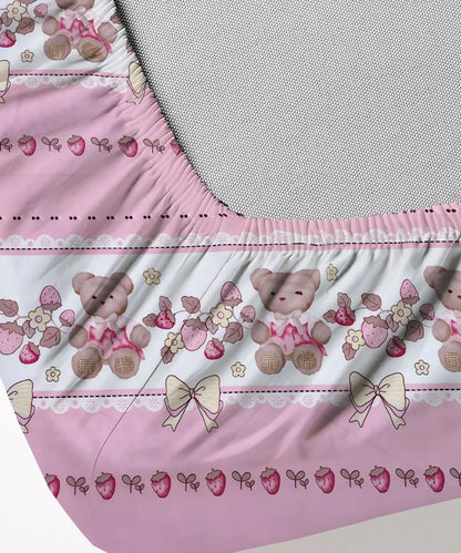 Teddy Blossom Kids Flat Bedsheet With Pillow Covers