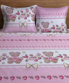 Teddy Blossom Kids Flat Bedsheet With Pillow Covers