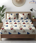 Teddy Football Kids Flat Bedsheet With Pillow Covers